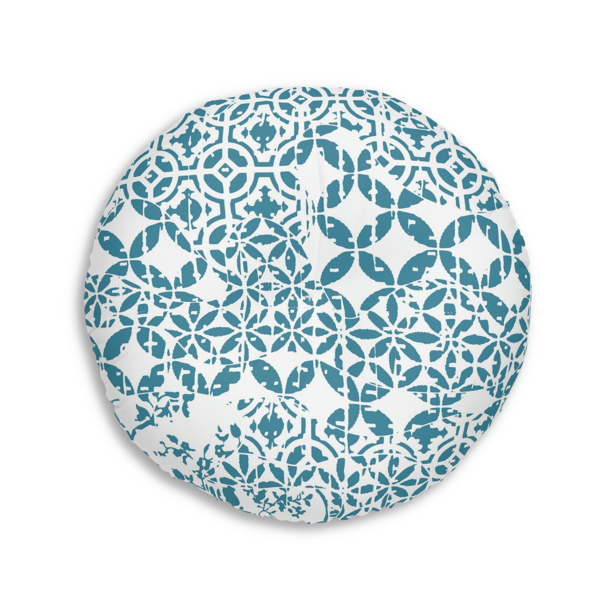 Tufted Floor Pillow, Round - Timeless - Aquamarine