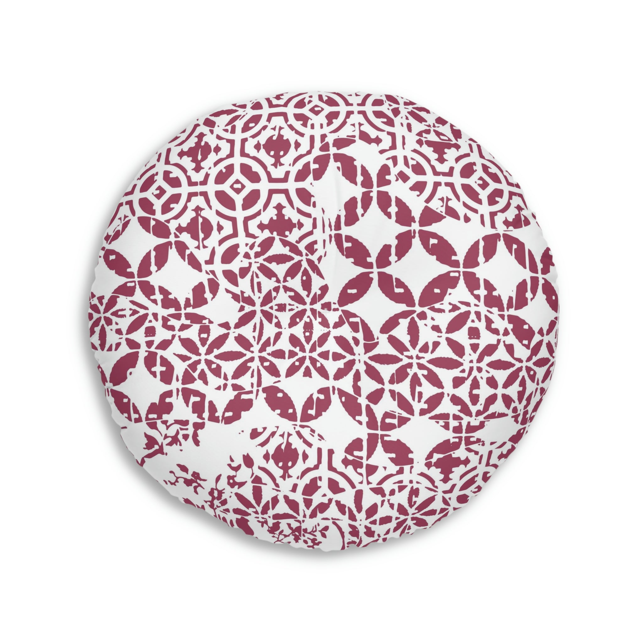 Tufted Floor Pillow, Round - Timeless -Burgundy
