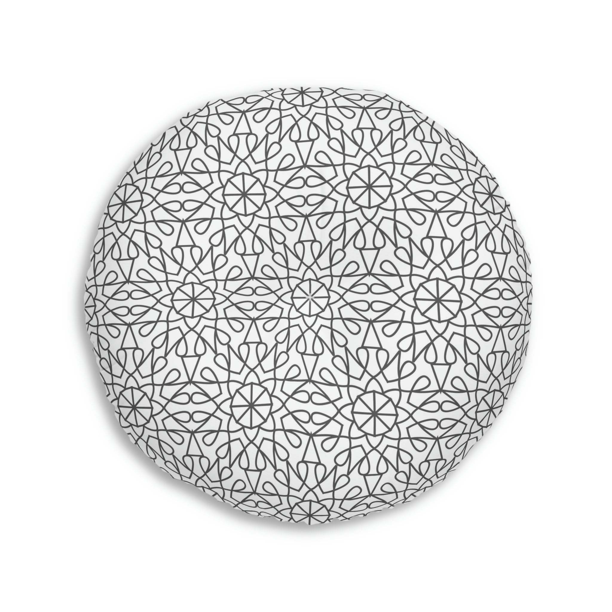 Tufted Floor Pillow, Round - Geometry - Dark Gray