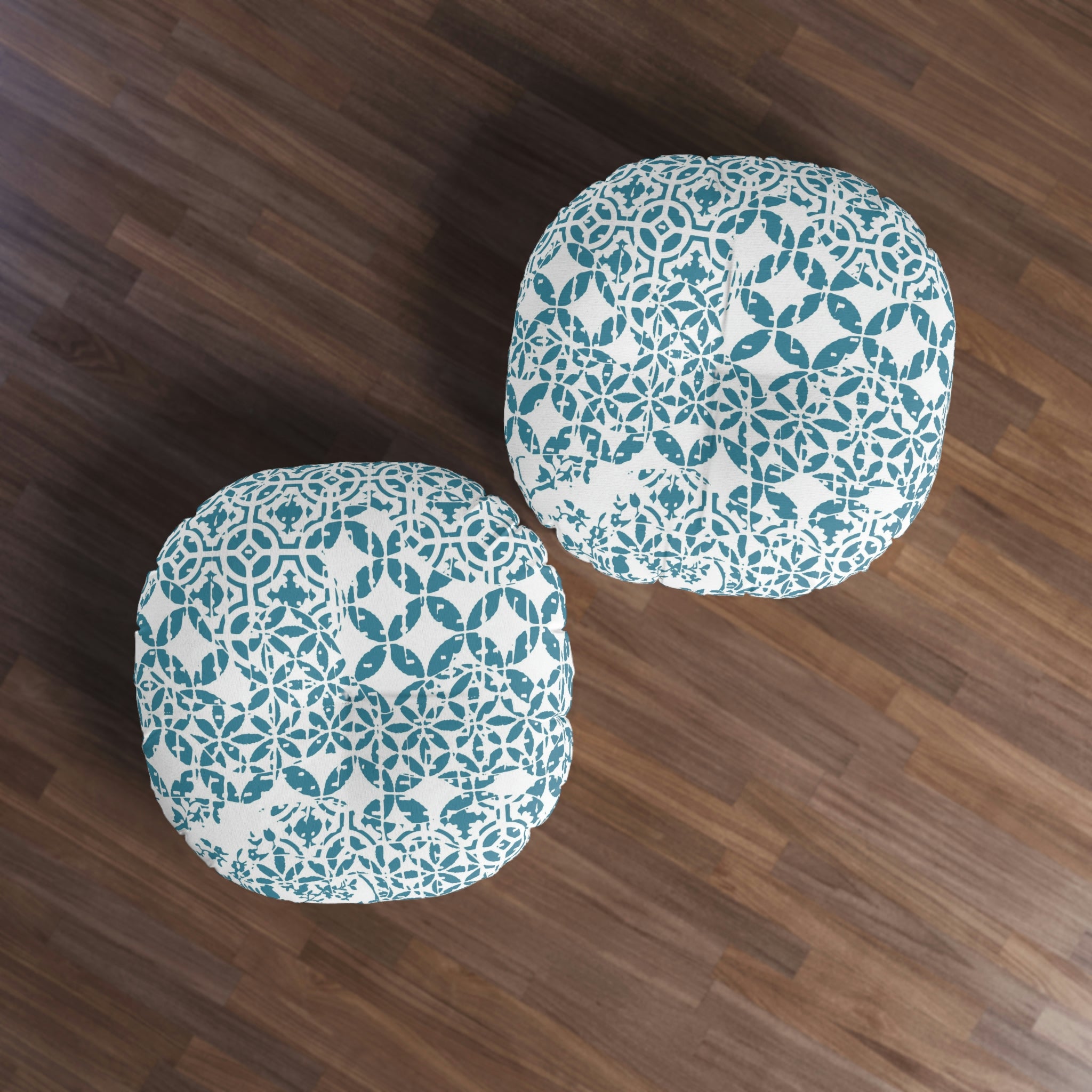 Tufted Floor Pillow, Round - Timeless - Aquamarine