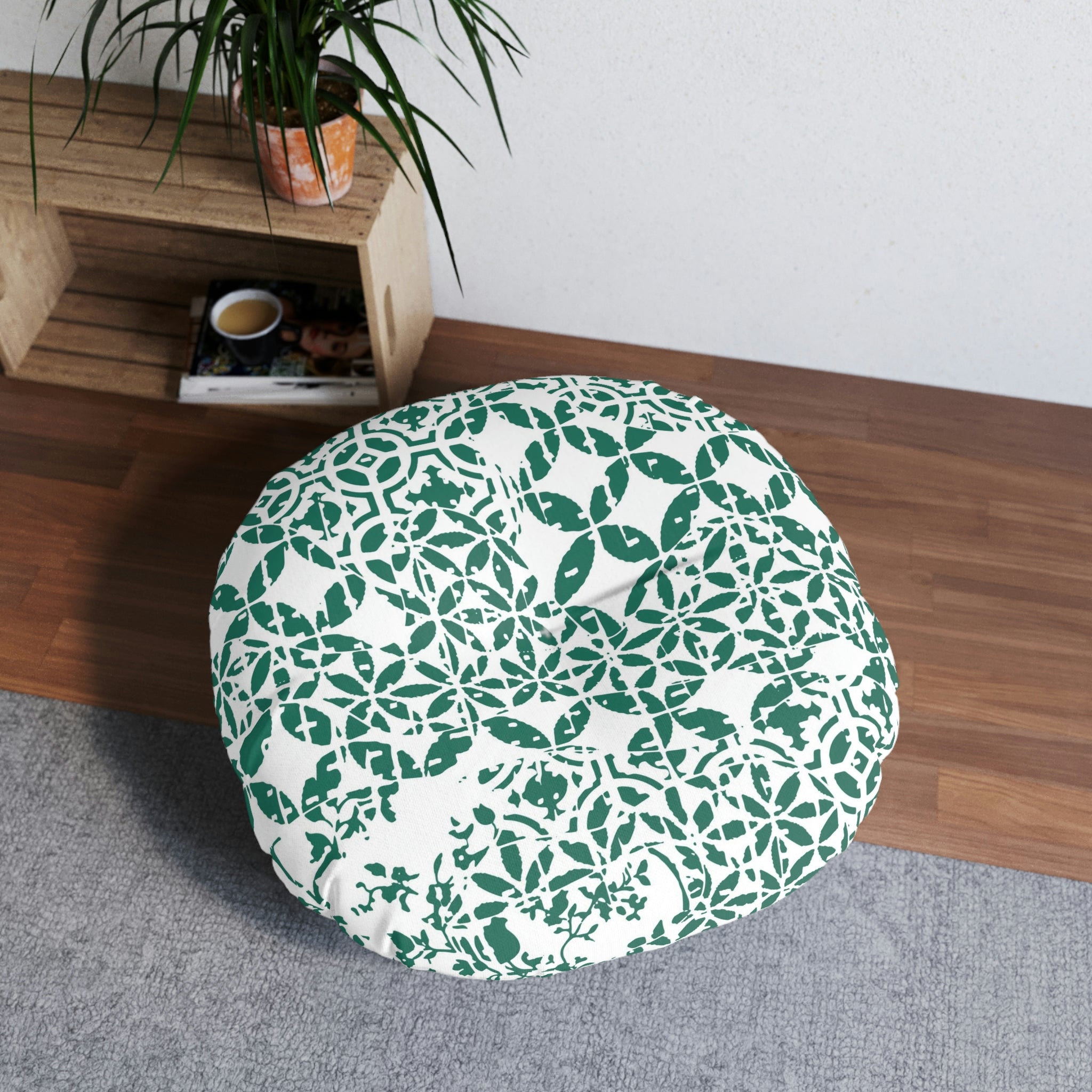 Tufted Floor Pillow, Round  - Timeless - Kelly Green