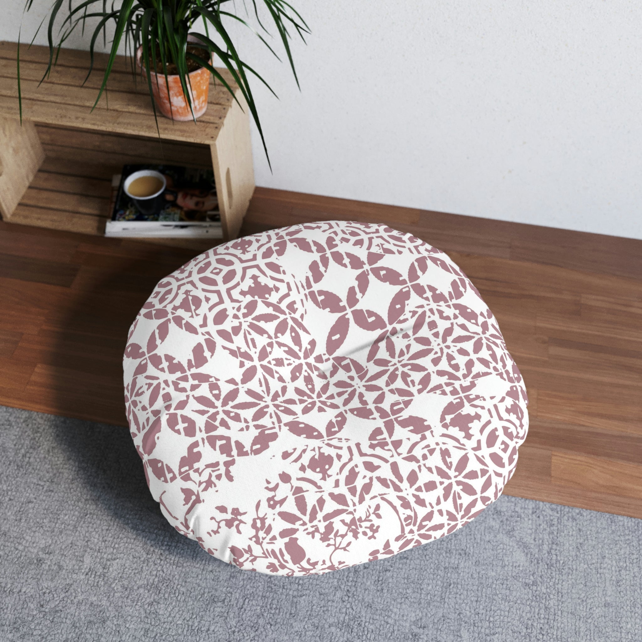 Tufted Floor Pillow, Round - Timeless - Rose