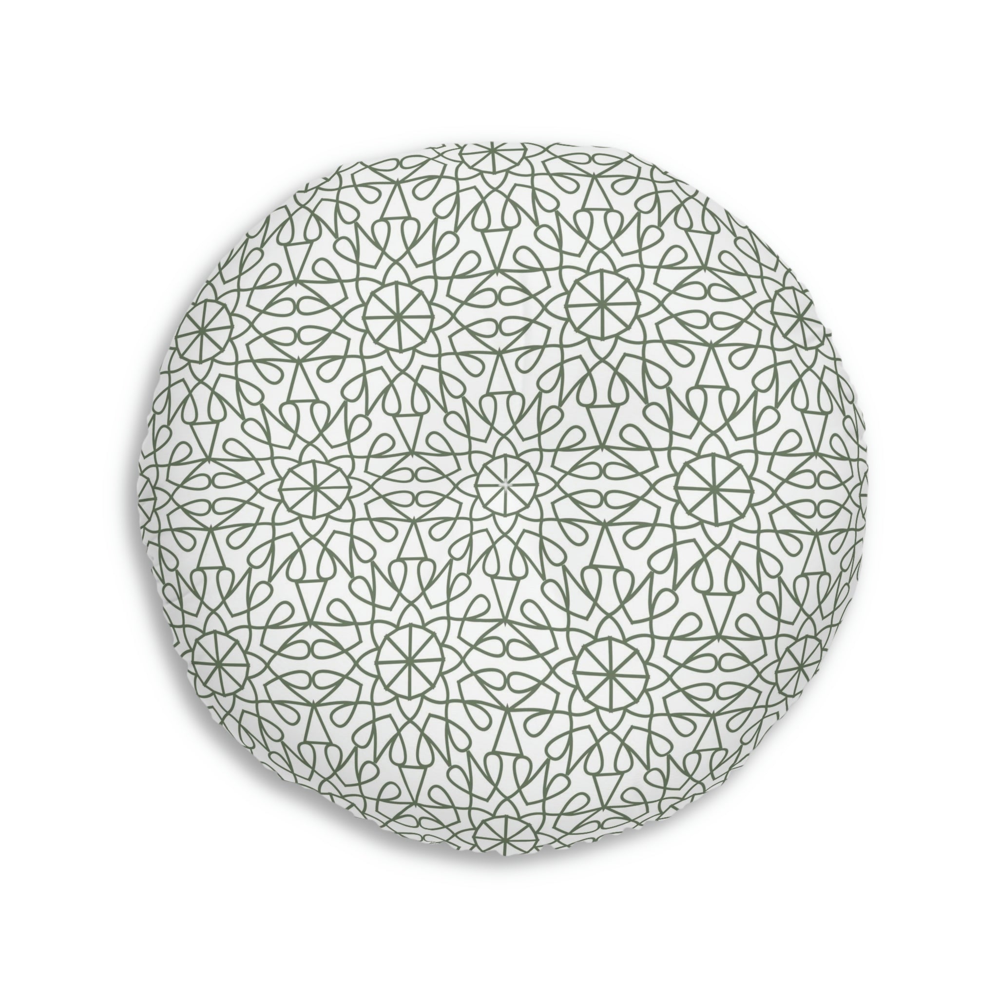 Tufted Floor Pillow, Round - Geometry - Olive