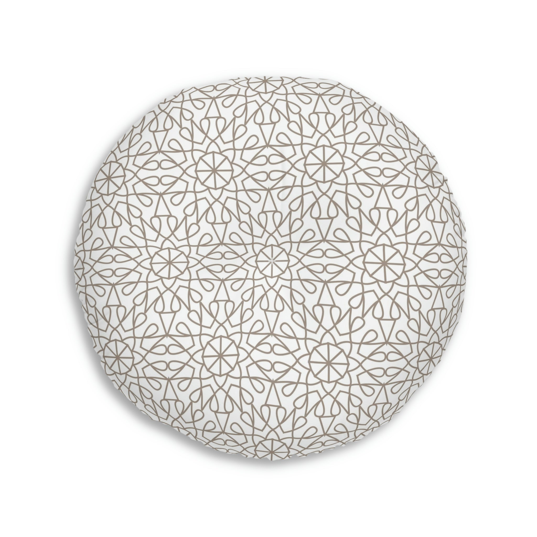 Tufted Floor Pillow, Round - Geometry - Taupe