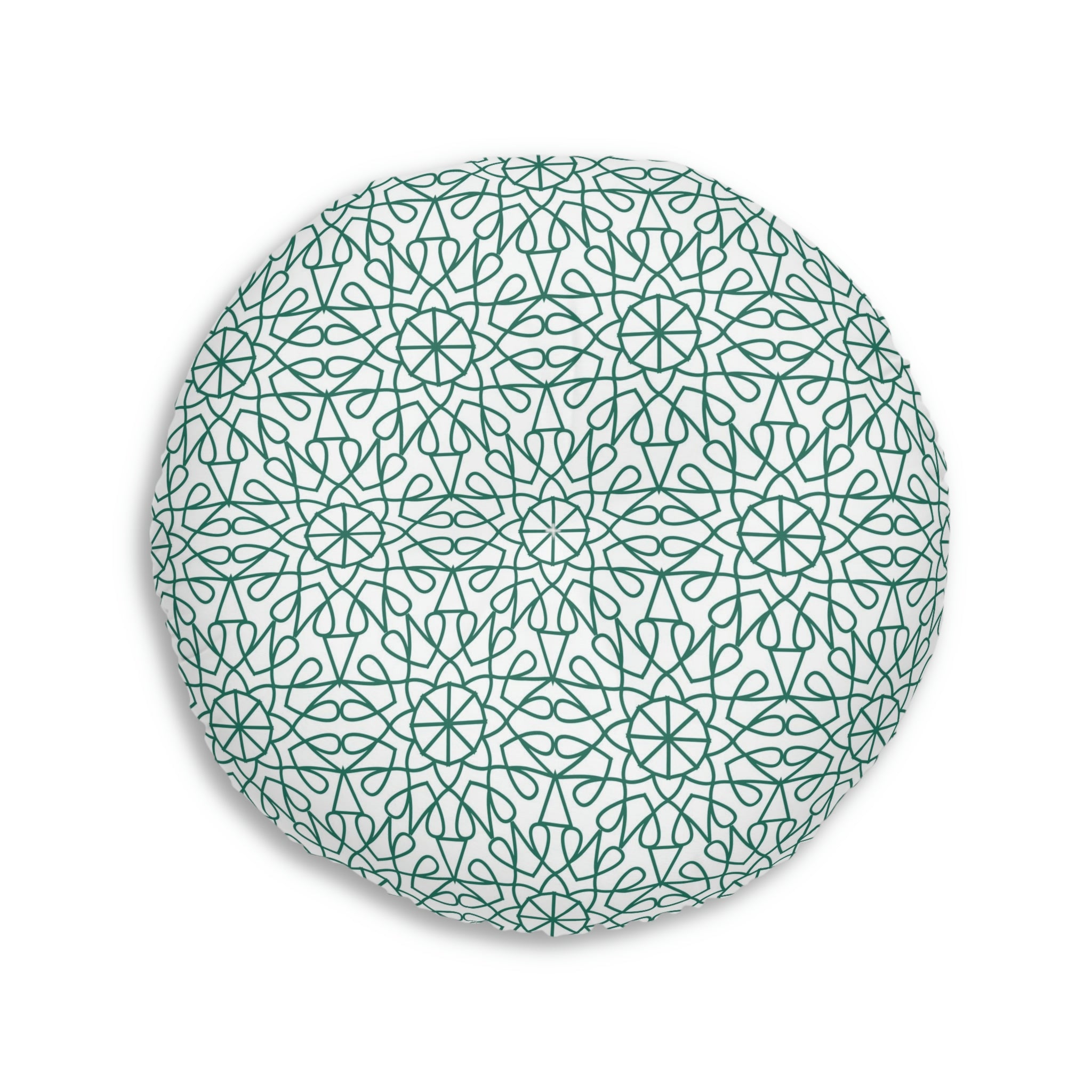 Tufted Floor Pillow, Round - Geometry - Kelly Green