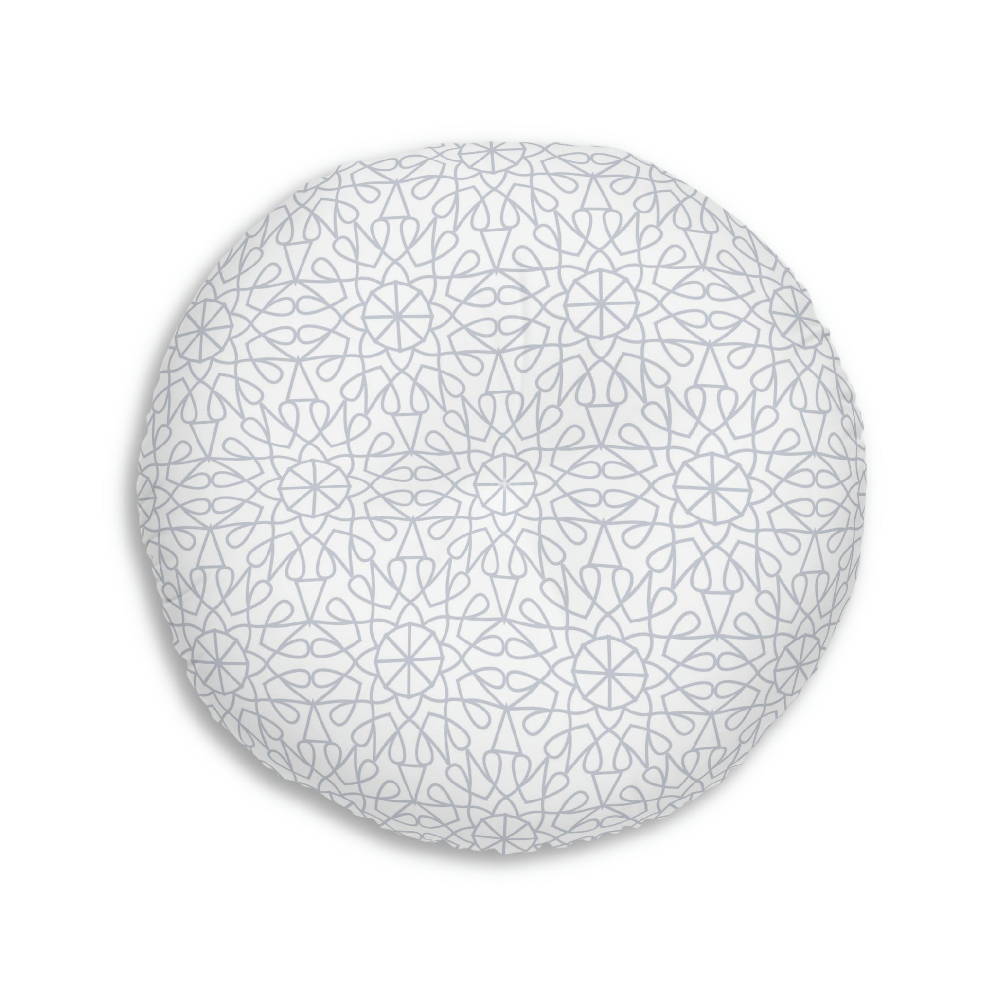 Tufted Floor Pillow, Round - Geometry - Light Gray