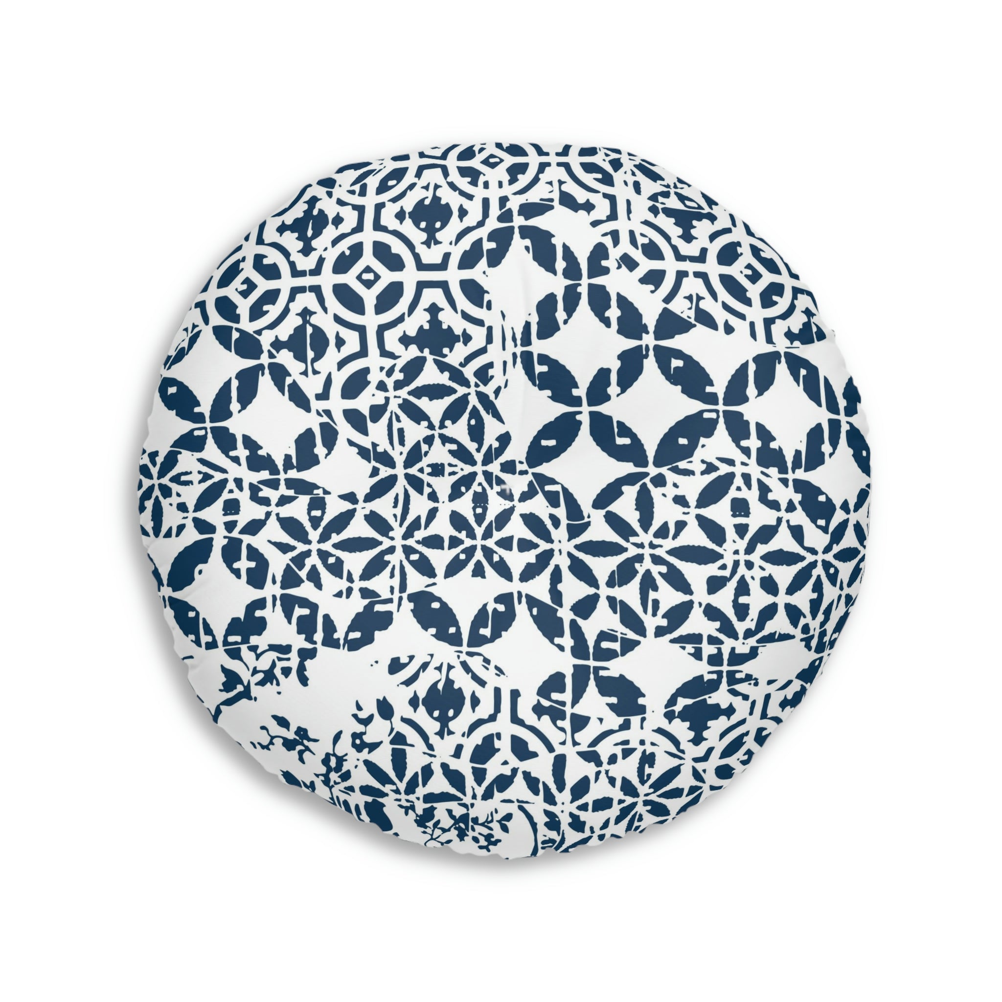 Tufted Floor Pillow, Round - Timeless - Midnight Blue