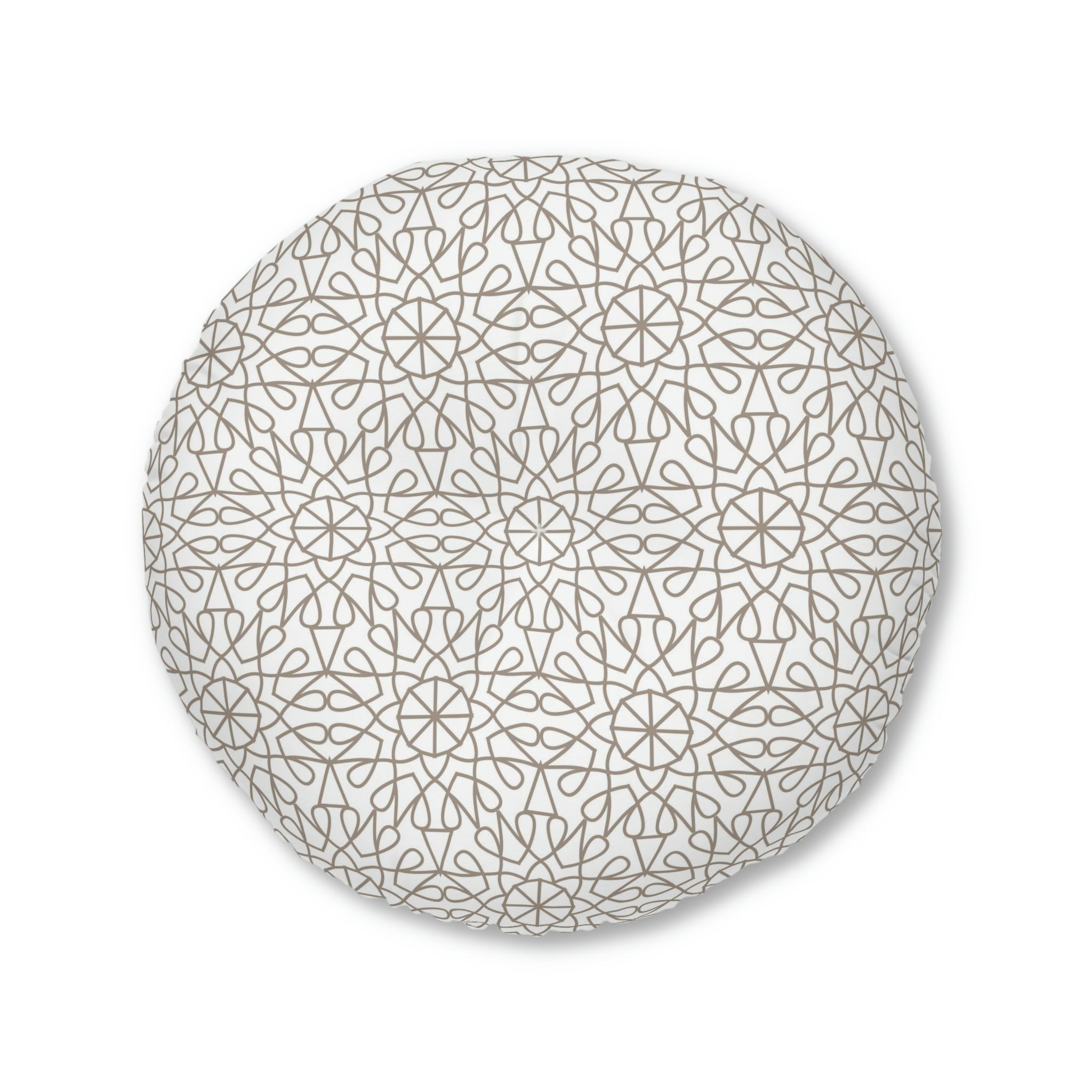 Tufted Floor Pillow, Round - Geometry - Taupe