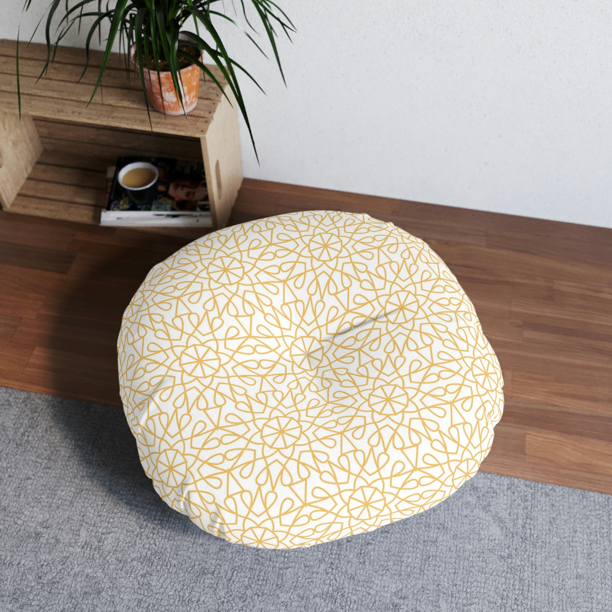 Tufted Floor Pillow, Round - Geometry - Sunshinne