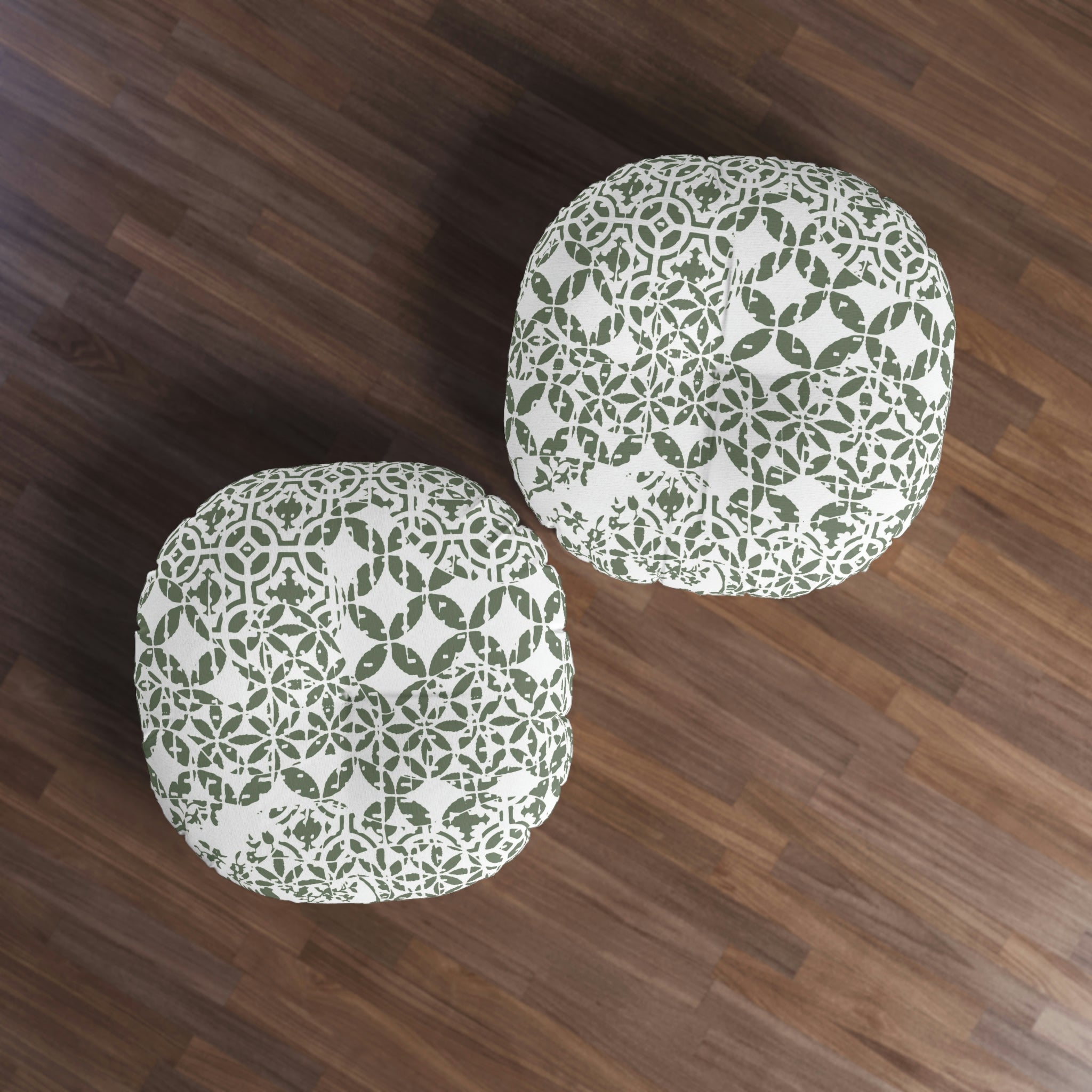 Tufted Floor Pillow, Round  - Timeless - Olive