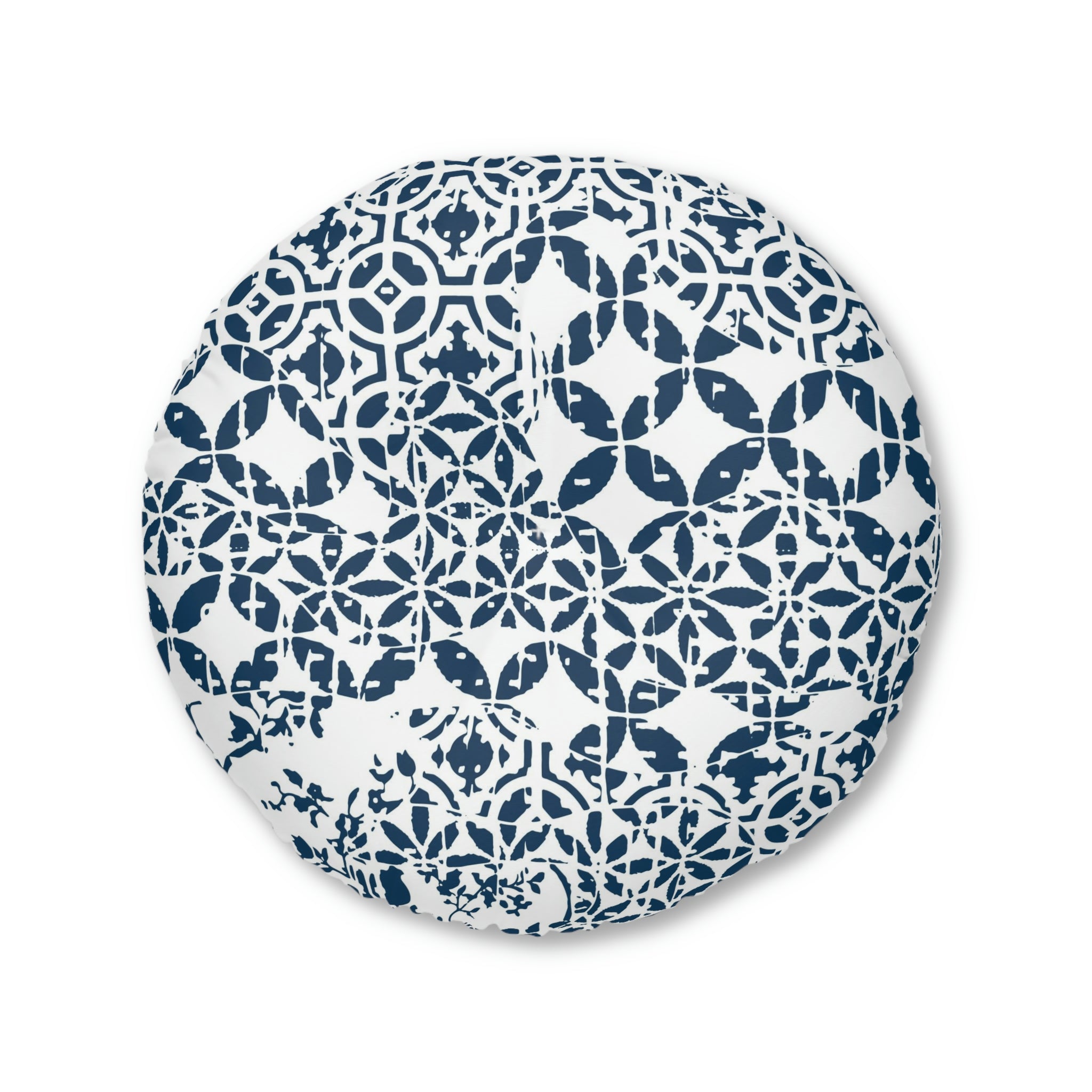 Tufted Floor Pillow, Round - Timeless - Midnight Blue