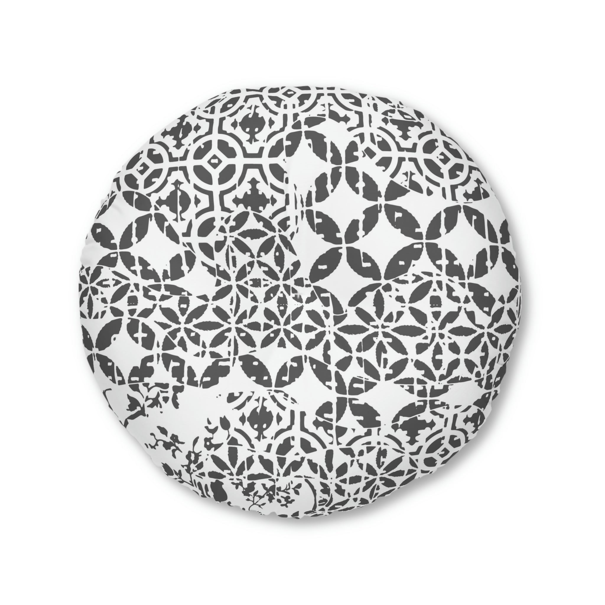 Tufted Floor Pillow, Round  - Timeless - Dark Gray