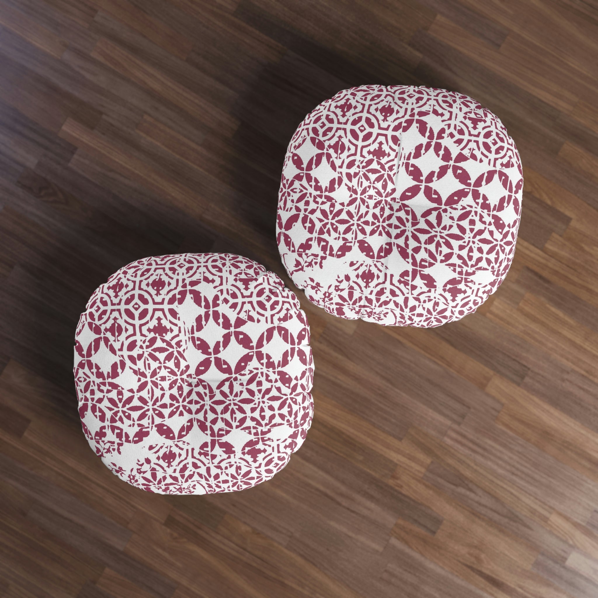 Tufted Floor Pillow, Round - Timeless -Burgundy