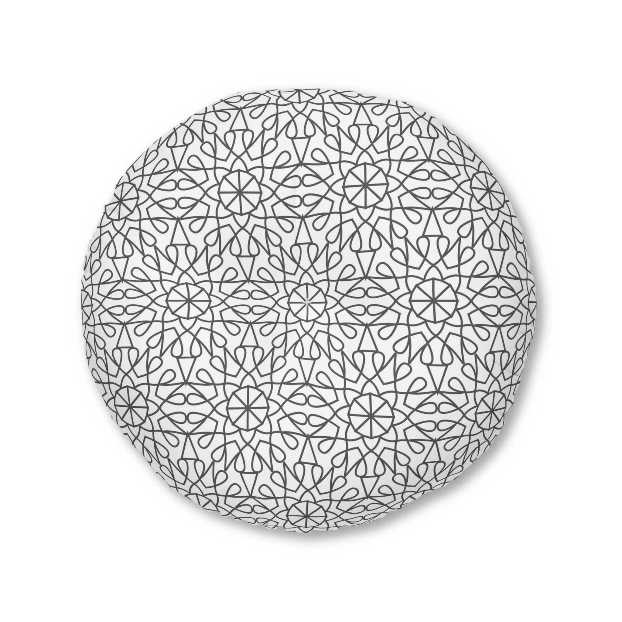 Tufted Floor Pillow, Round - Geometry - Dark Gray