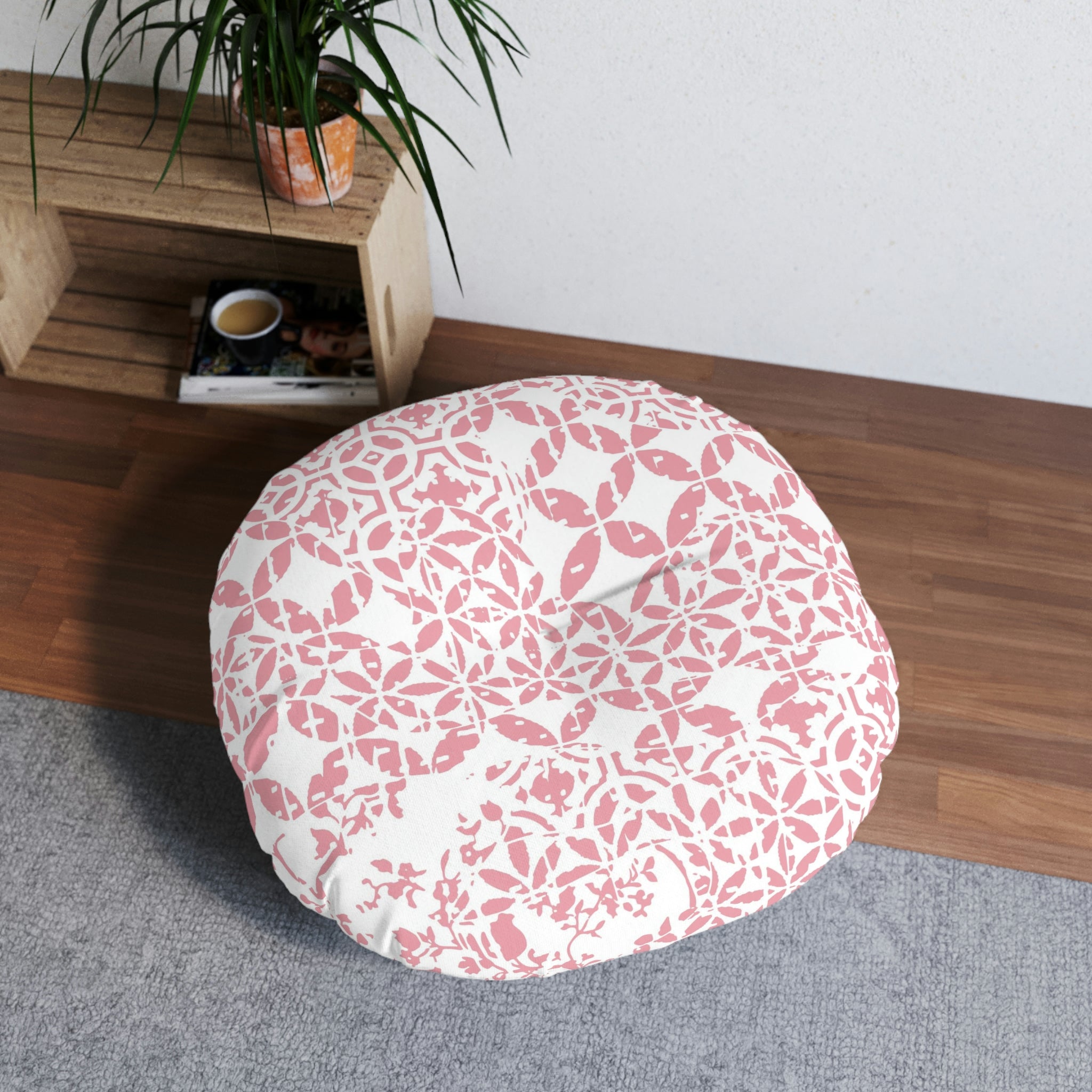 Tufted Floor Pillow, Round  - Timeless - Rose