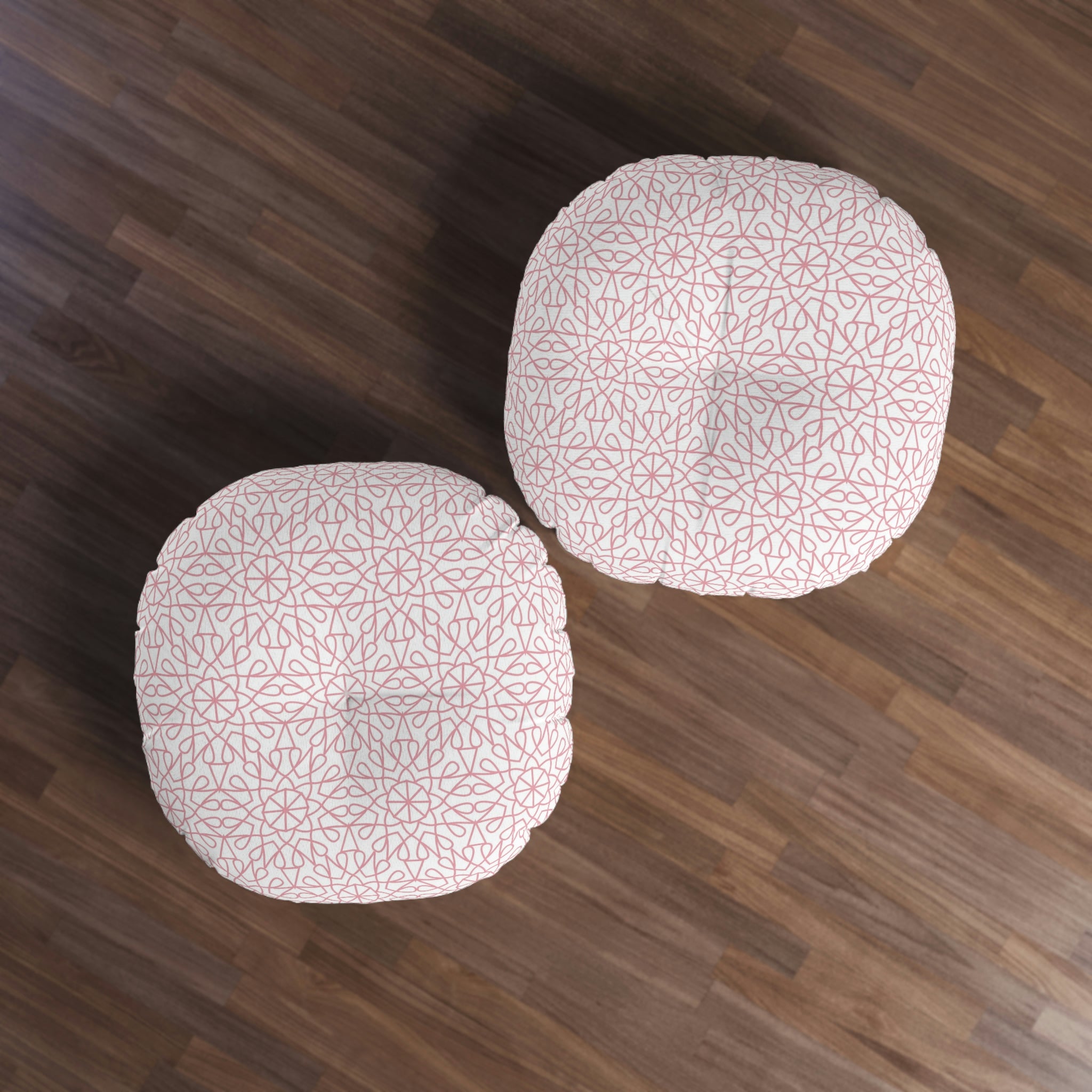 Tufted Floor Pillow, Round - Geometry - Rose