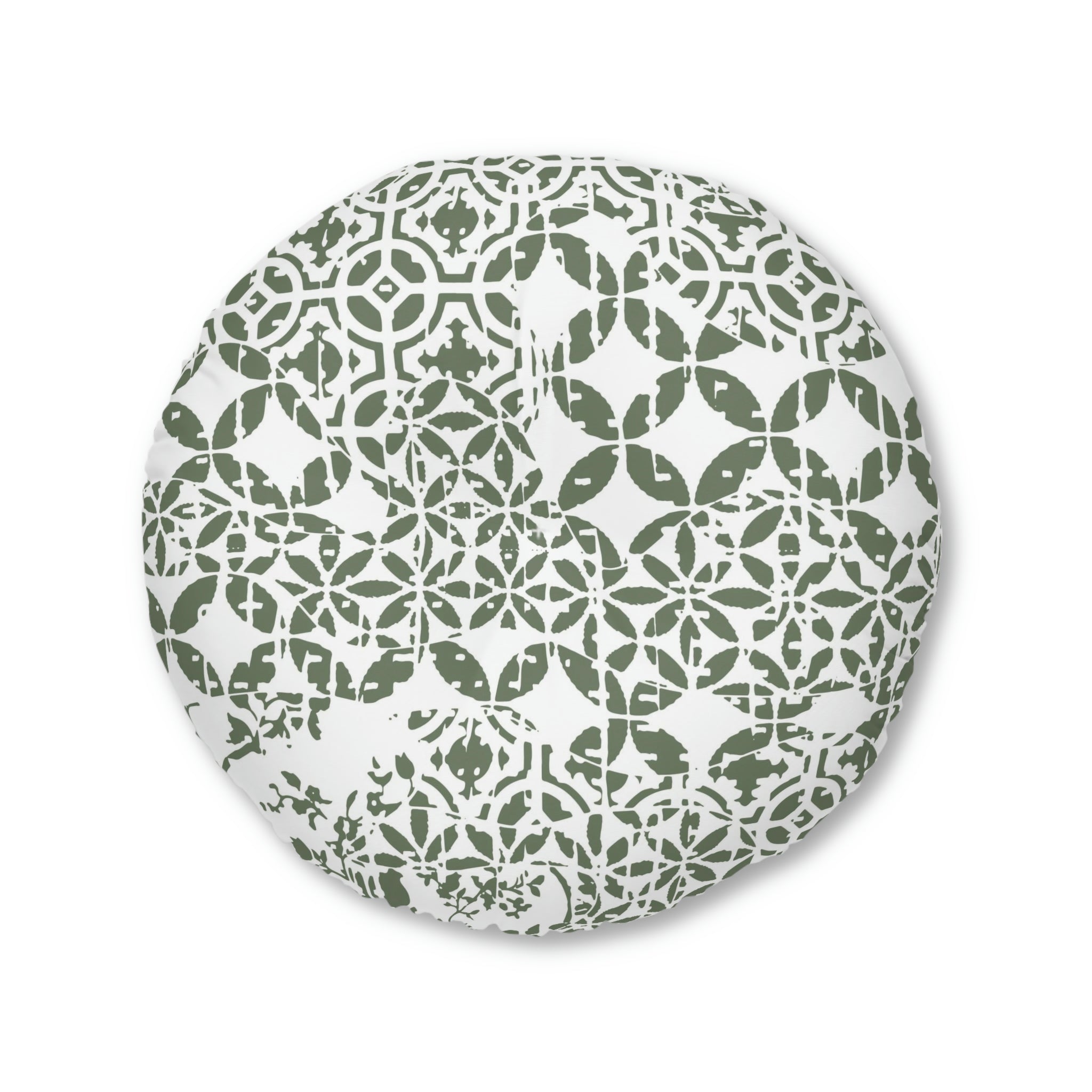 Tufted Floor Pillow, Round  - Timeless - Olive
