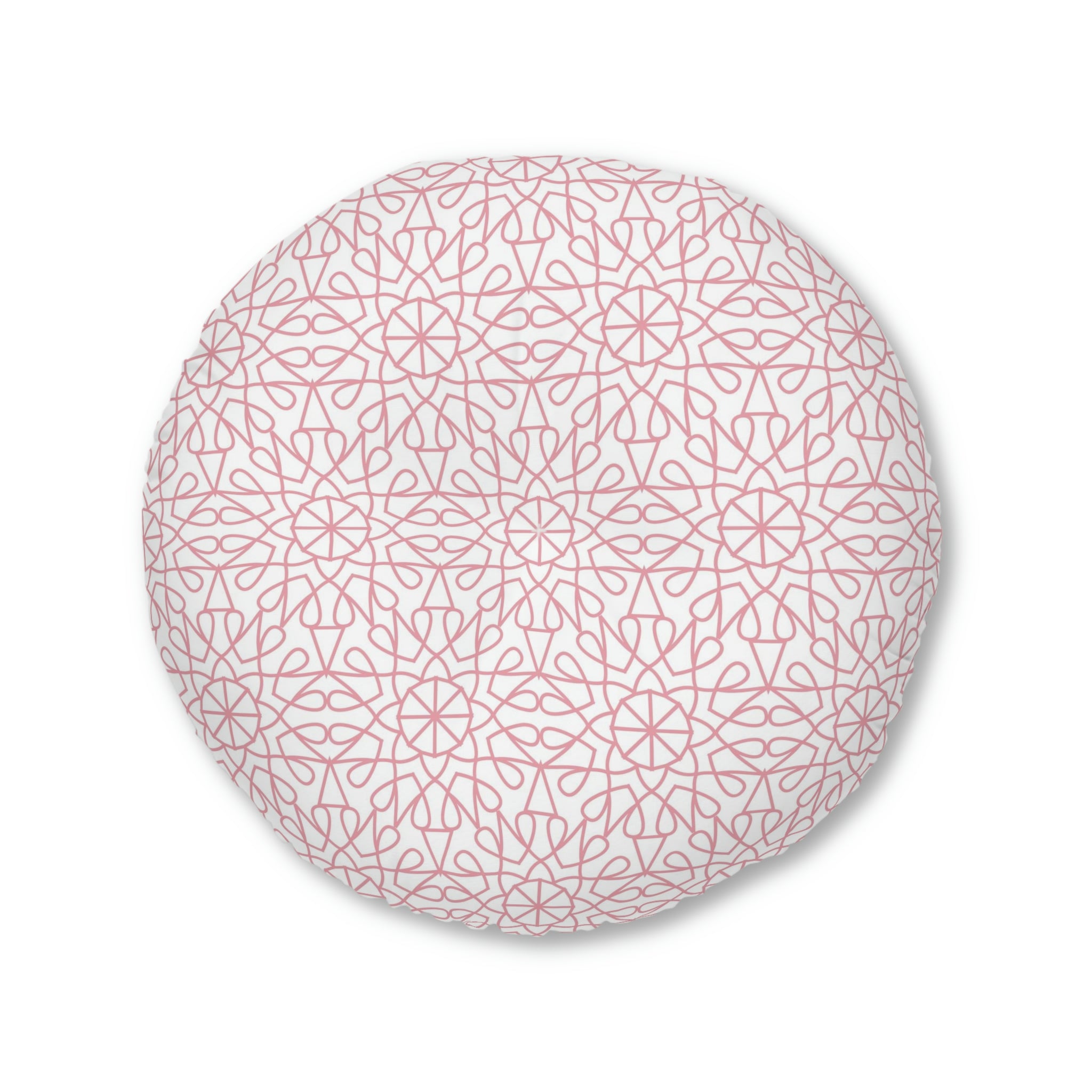 Tufted Floor Pillow, Round - Geometry - Rose