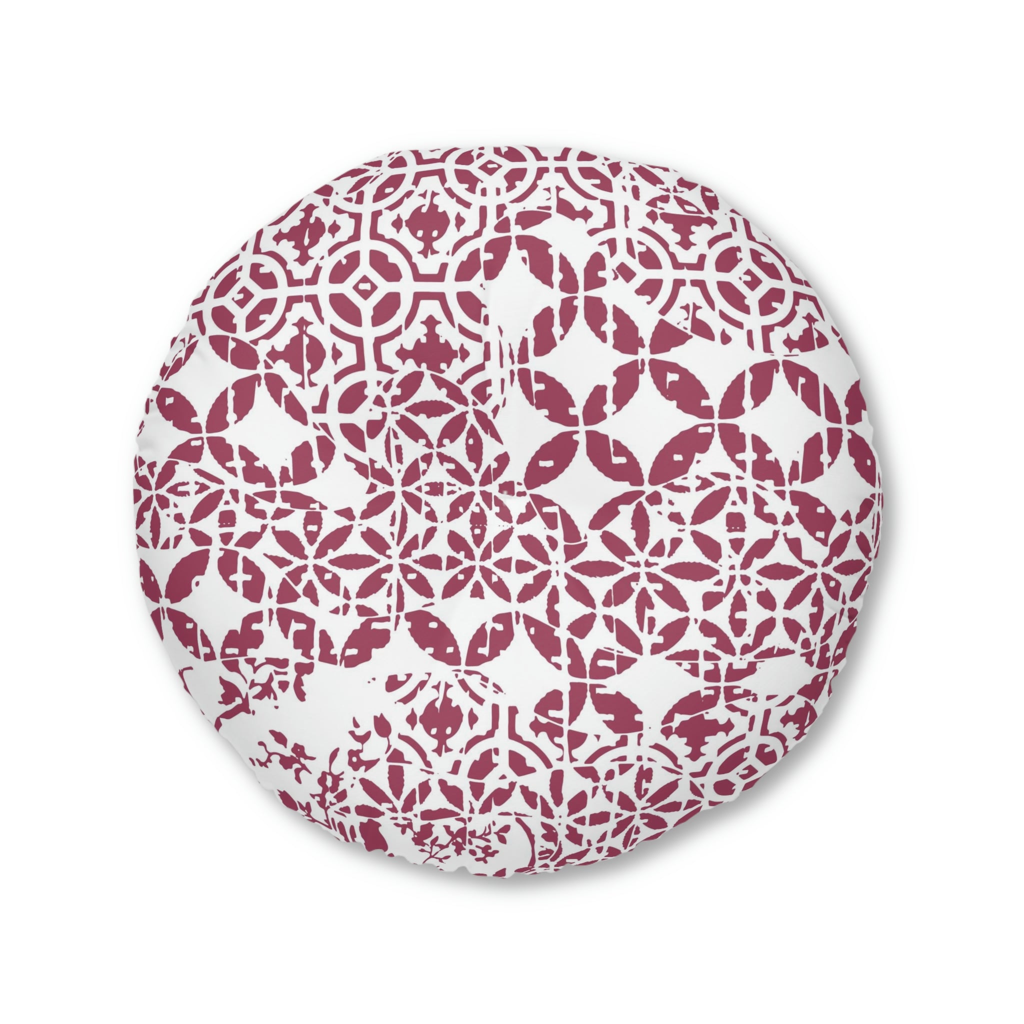 Tufted Floor Pillow, Round - Timeless -Burgundy