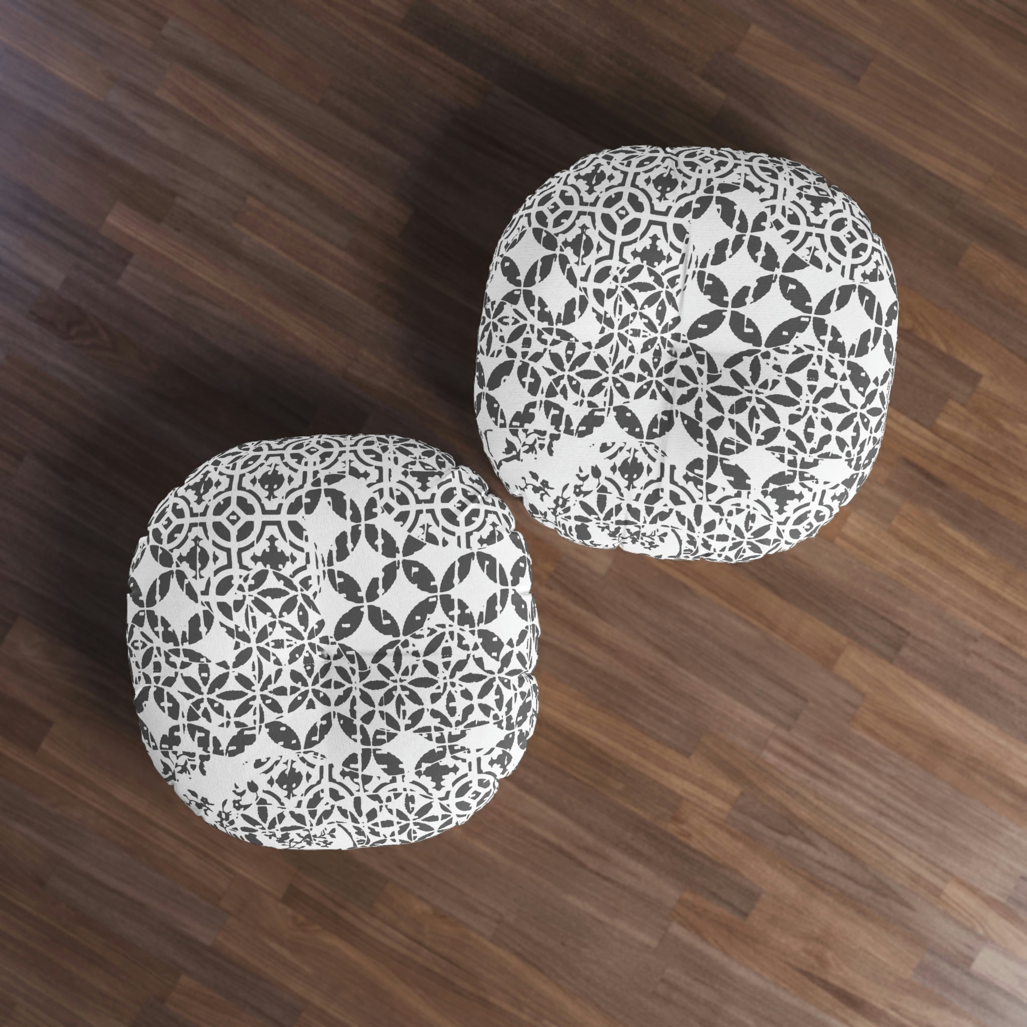 Tufted Floor Pillow, Round  - Timeless - Dark Gray