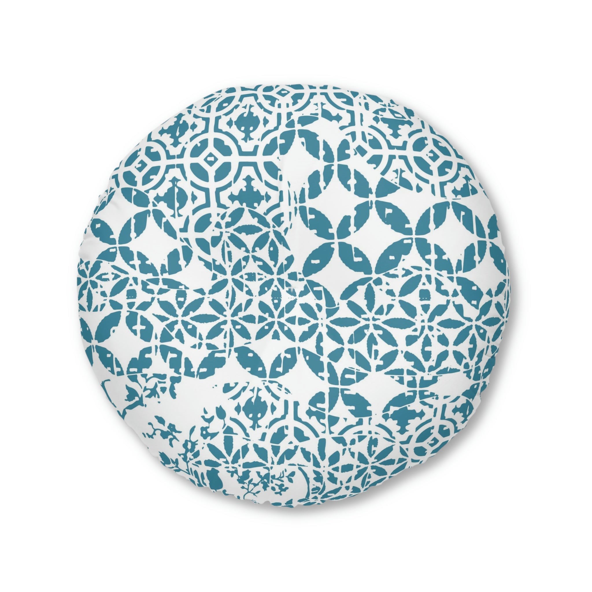 Tufted Floor Pillow, Round - Timeless - Aquamarine