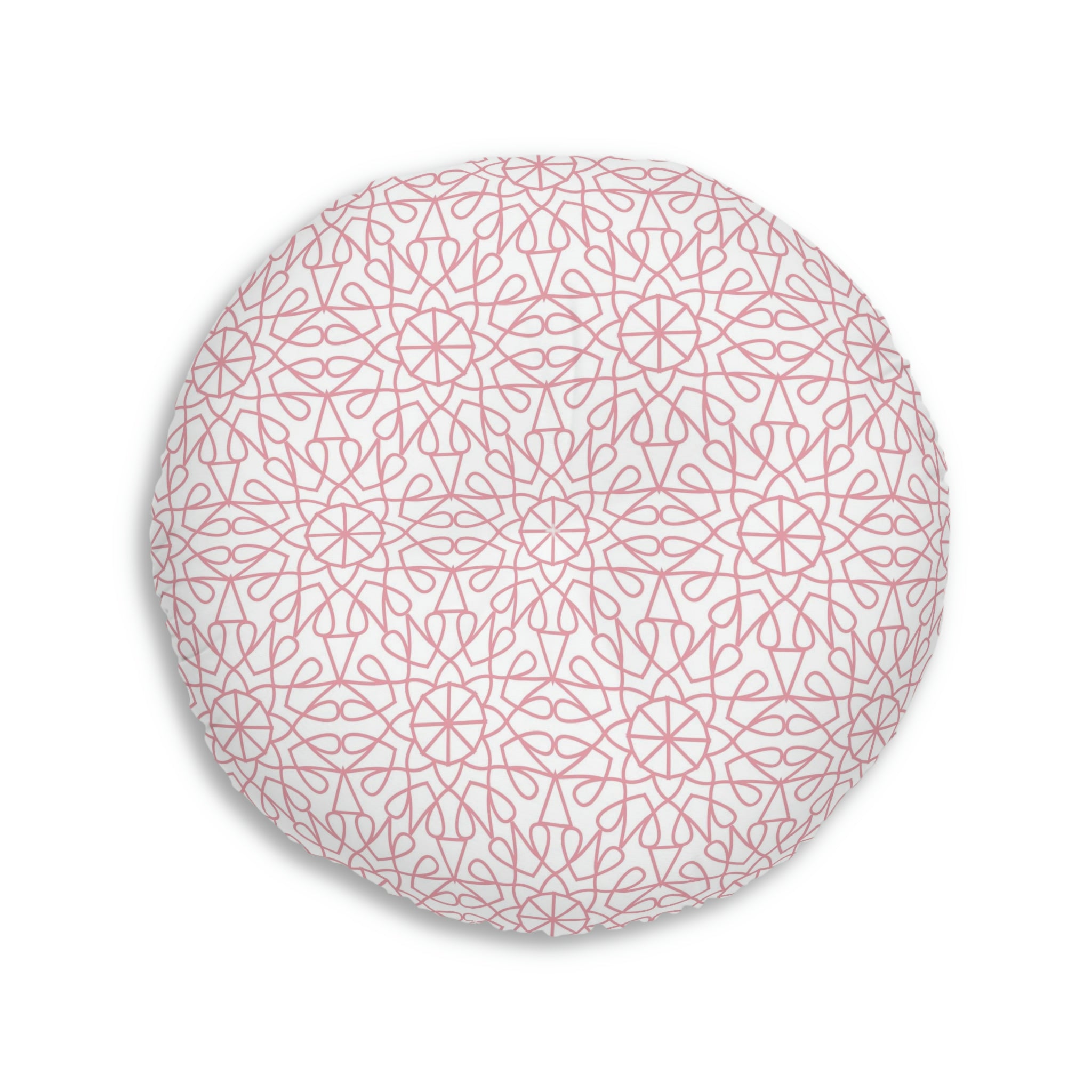 Tufted Floor Pillow, Round - Geometry - Rose