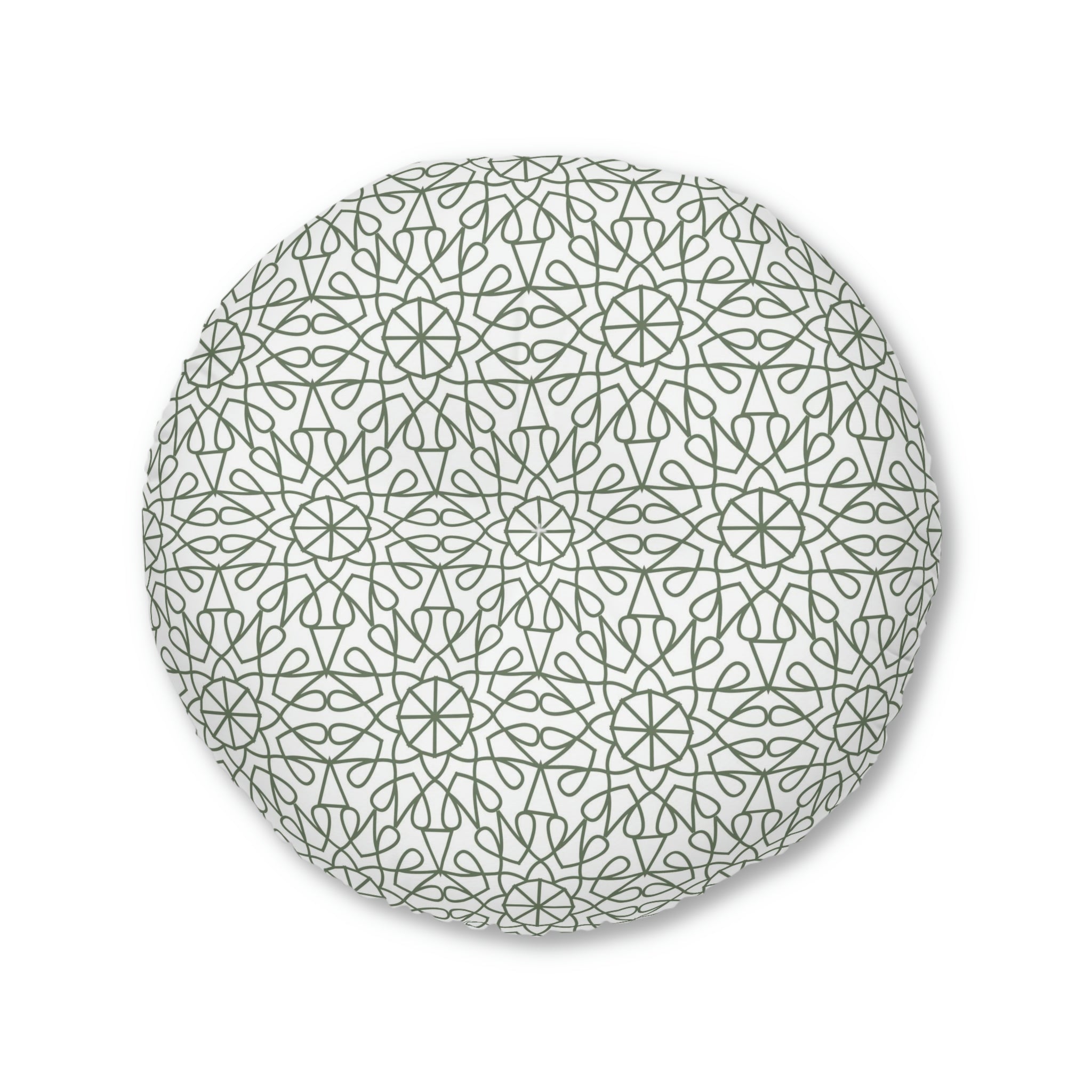 Tufted Floor Pillow, Round - Geometry - Olive