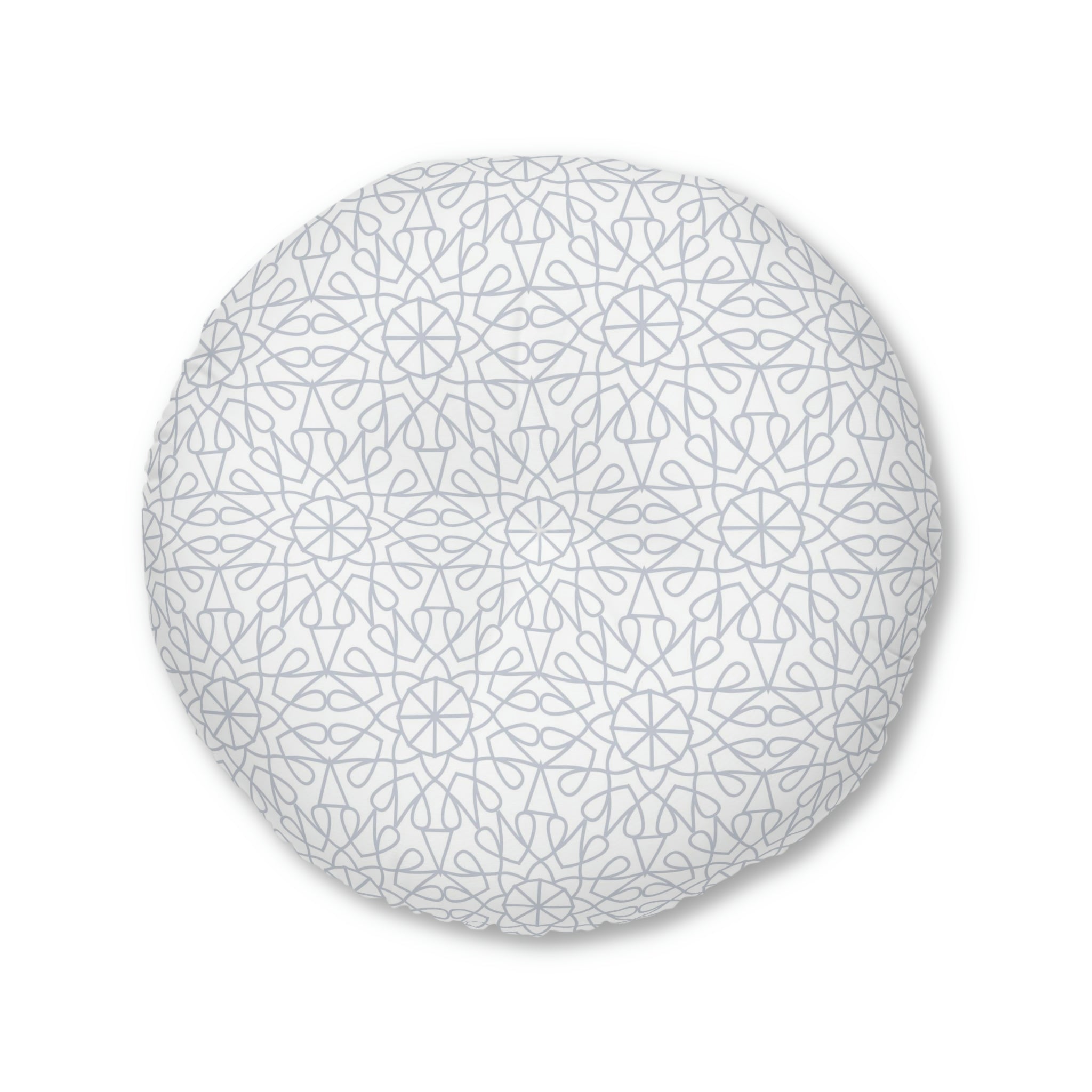 Tufted Floor Pillow, Round - Geometry - Light Gray