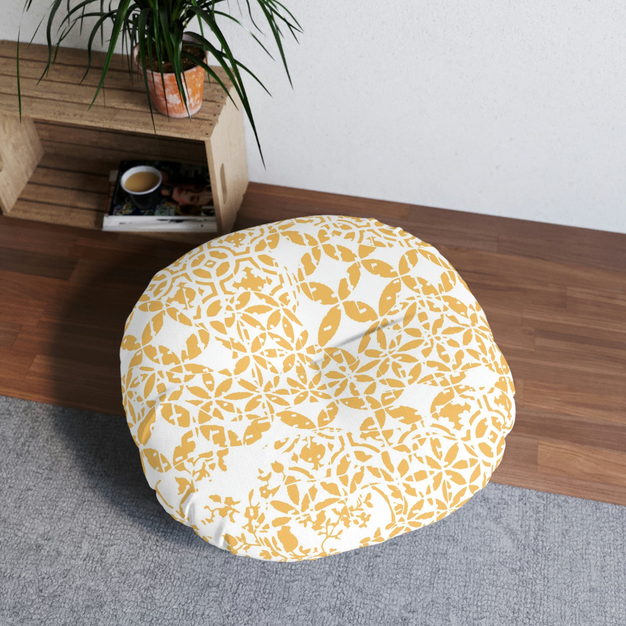 Tufted Floor Pillow, Round  - Timeless - Sunshine