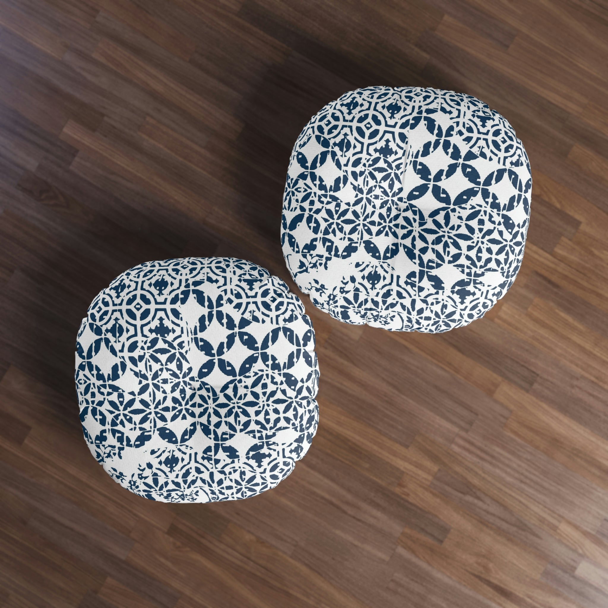 Tufted Floor Pillow, Round - Timeless - Midnight Blue