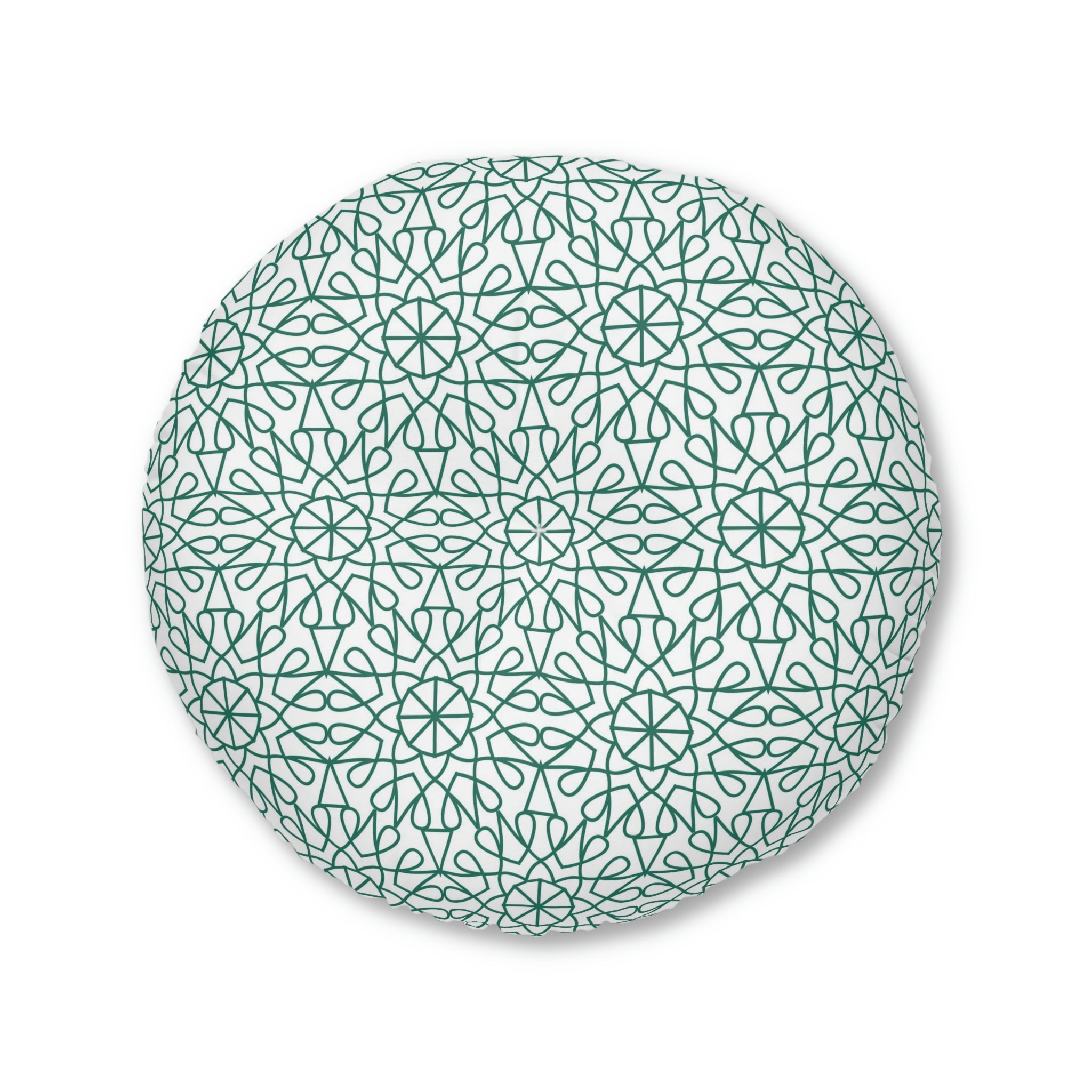 Tufted Floor Pillow, Round - Geometry - Kelly Green